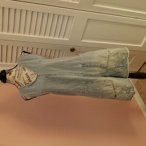 We The Free Blue Denim Overall Shorts Jumper Summer Fun Size S